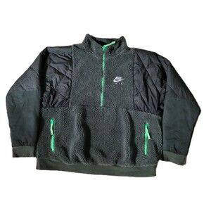 Nike Mens Sportswear Sherpa Half Zip Jacket Carbon Green DD6446-335 Sz XXL